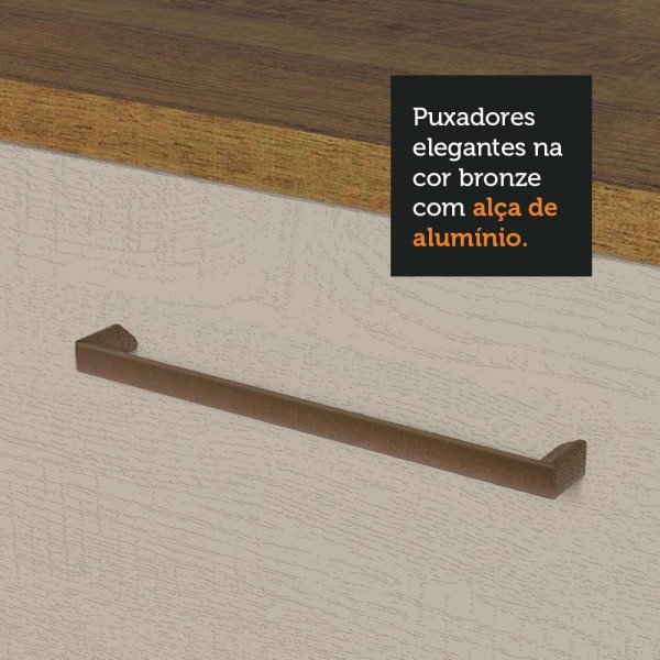 Encontraproduto.com.br - Kit com Balcão e Armário Aéreo Multiuso 80cm Rustic/Crema Agata Madesa
