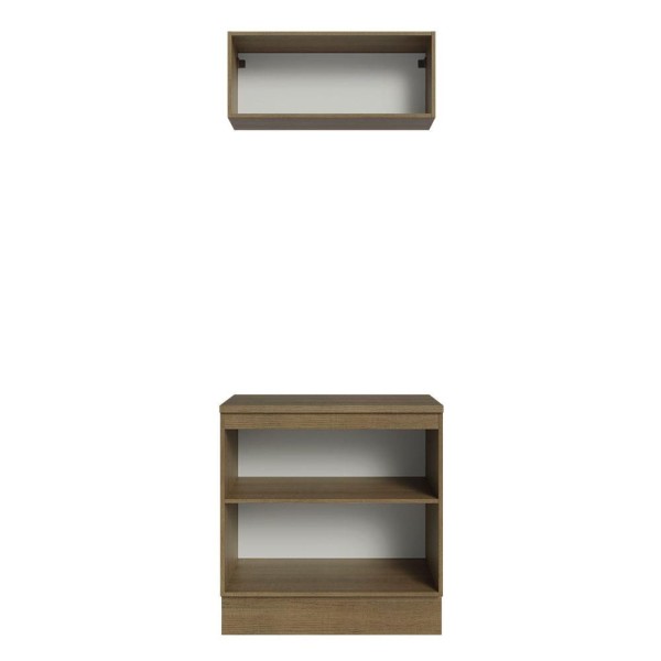 Encontraproduto.com.br - Kit com Balcão e Armário Aéreo Multiuso 80cm Rustic/Crema Agata Madesa