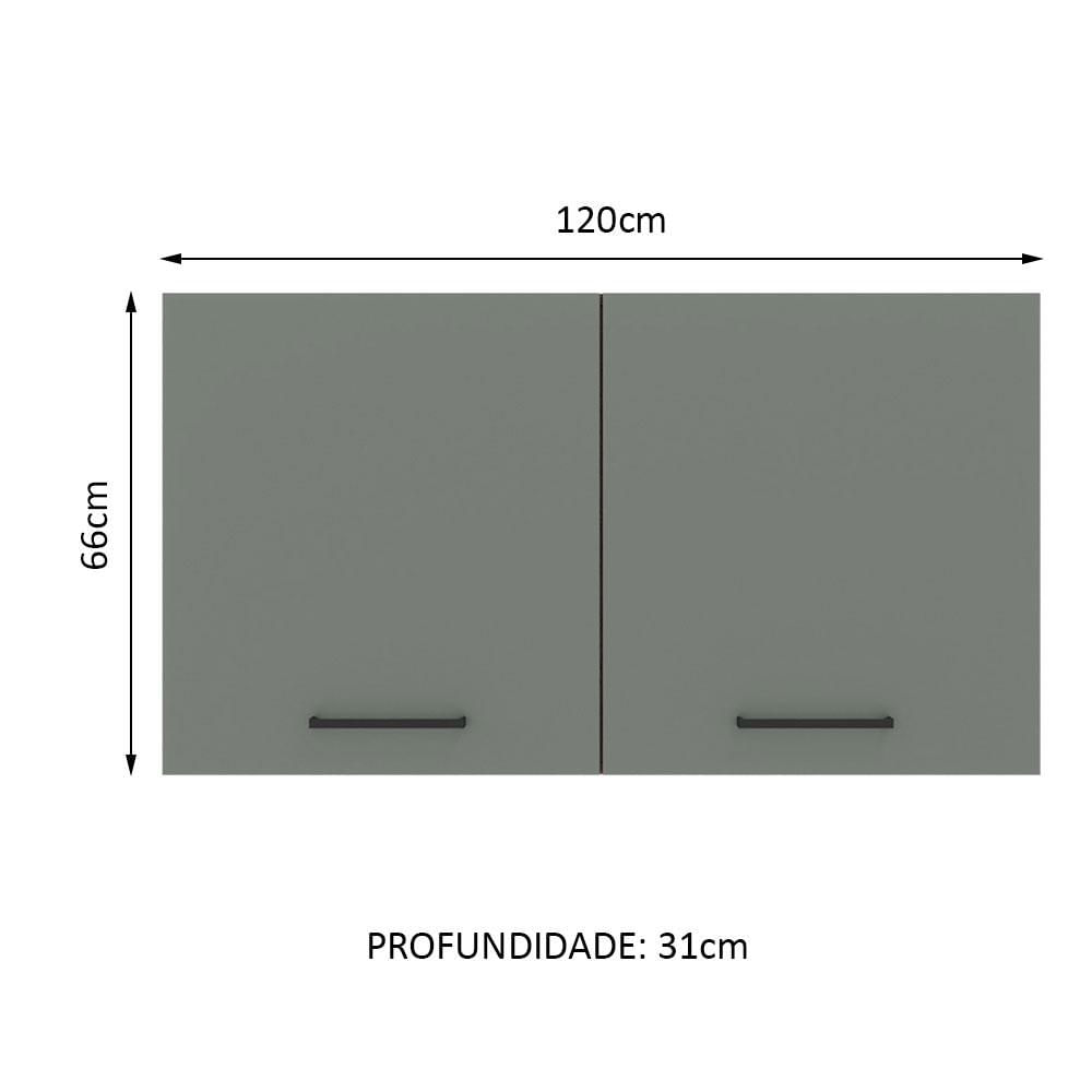 Armário Aéreo Multiuso 120cm 2 Portas Branco/Cinza Agata Madesa