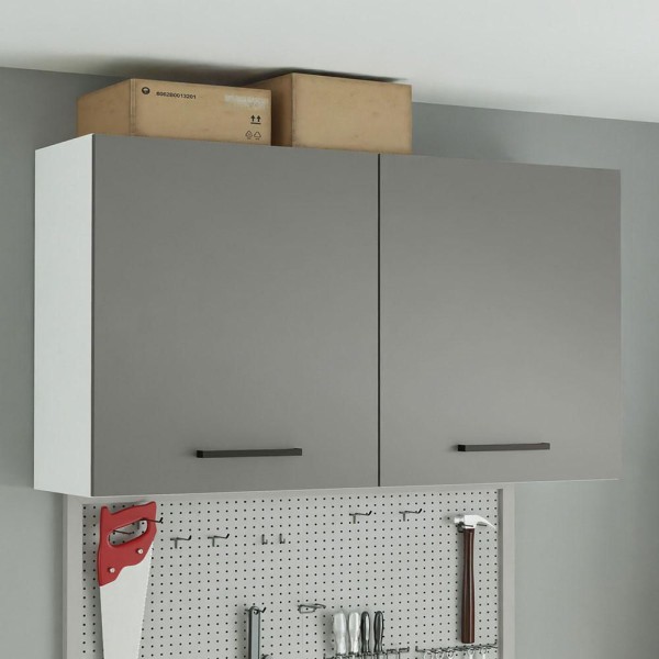 Encontraproduto.com.br - Armário Aéreo Multiuso 120cm 2 Portas Branco/Cinza Agata Madesa