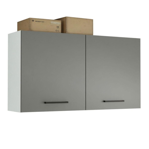 Encontraproduto.com.br - Armário Aéreo Multiuso 120cm 2 Portas Branco/Cinza Agata Madesa