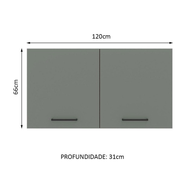 Encontraproduto.com.br - Armário Aéreo Multiuso 120cm 2 Portas Branco/Cinza Agata Madesa