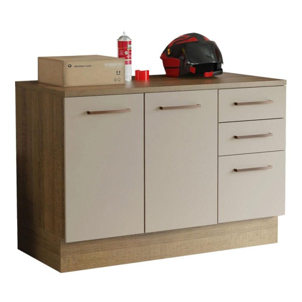 Encontraproduto.com.br - Balcão Multiuso 120cm 2 Portas 3 Gavetas Rustic/Crema Agata Madesa