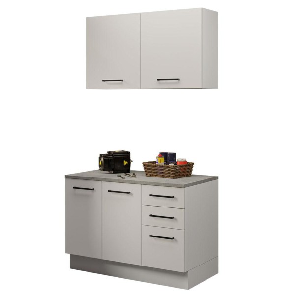 Encontraproduto.com.br - Kit com Balcão e Armário Aéreo Multiuso 120cm Branco Agata Madesa