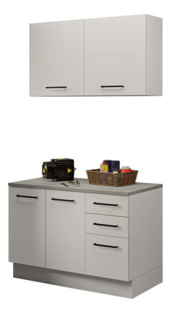 Encontraproduto.com.br - Kit com Balcão e Armário Aéreo Multiuso 120cm Branco Agata Madesa