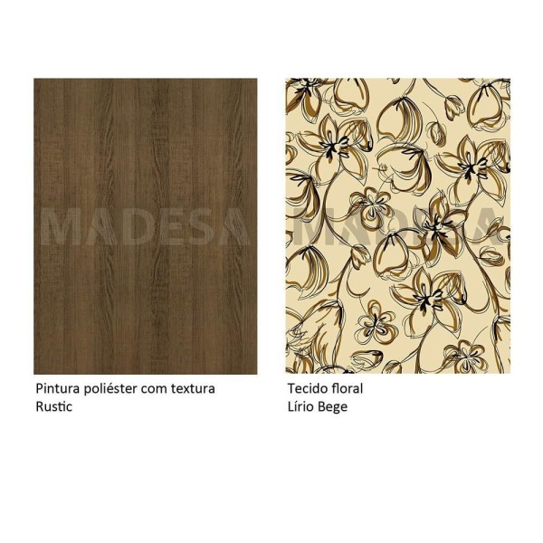 Encontraproduto.com.br - Conjunto Sala de Jantar Rosie Madesa Mesa Tampo de Madeira com 4 Cadeiras Rustic/Floral Lírio Bege
