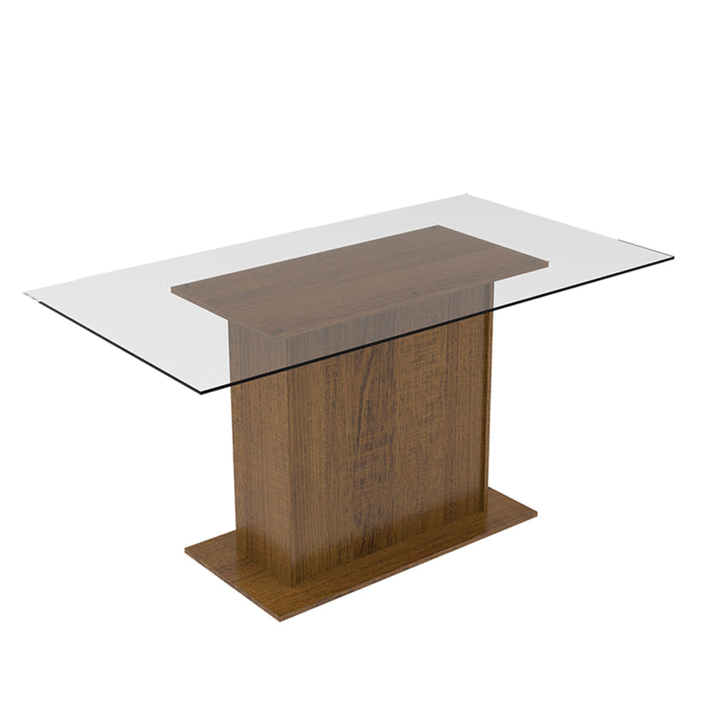 Encontraproduto.com.br - Mesa Retangular Pedestal Rustic com Tampo de Vidro Madesa