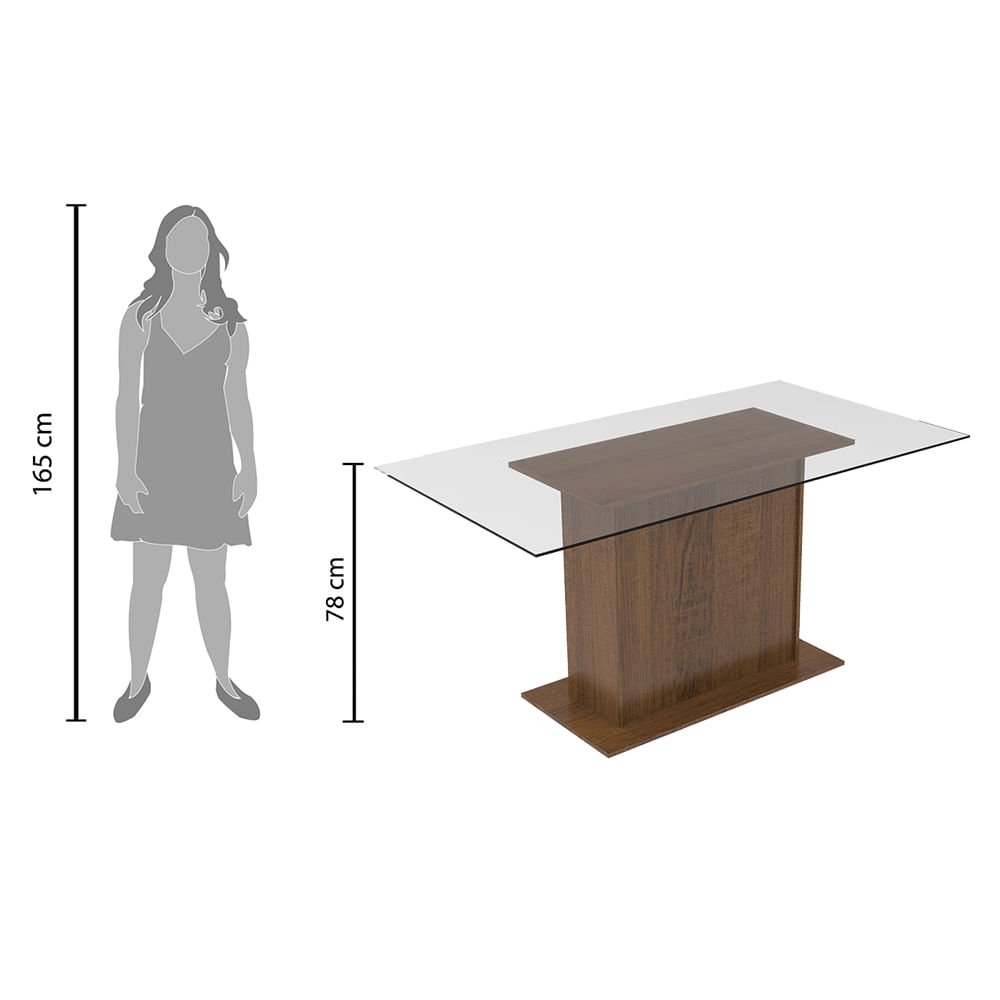 Encontraproduto.com.br - Mesa Retangular Pedestal Rustic com Tampo de Vidro Madesa