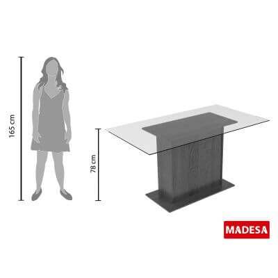 Encontraproduto.com.br - Mesa Retangular Pedestal Rustic com Tampo de Vidro Madesa