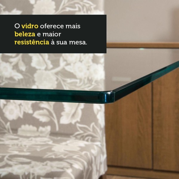 Encontraproduto.com.br - Conjunto Sala de Jantar Madesa Gales Mesa Tampo de Vidro com 6 Cadeiras Rustic/Bege Marrom