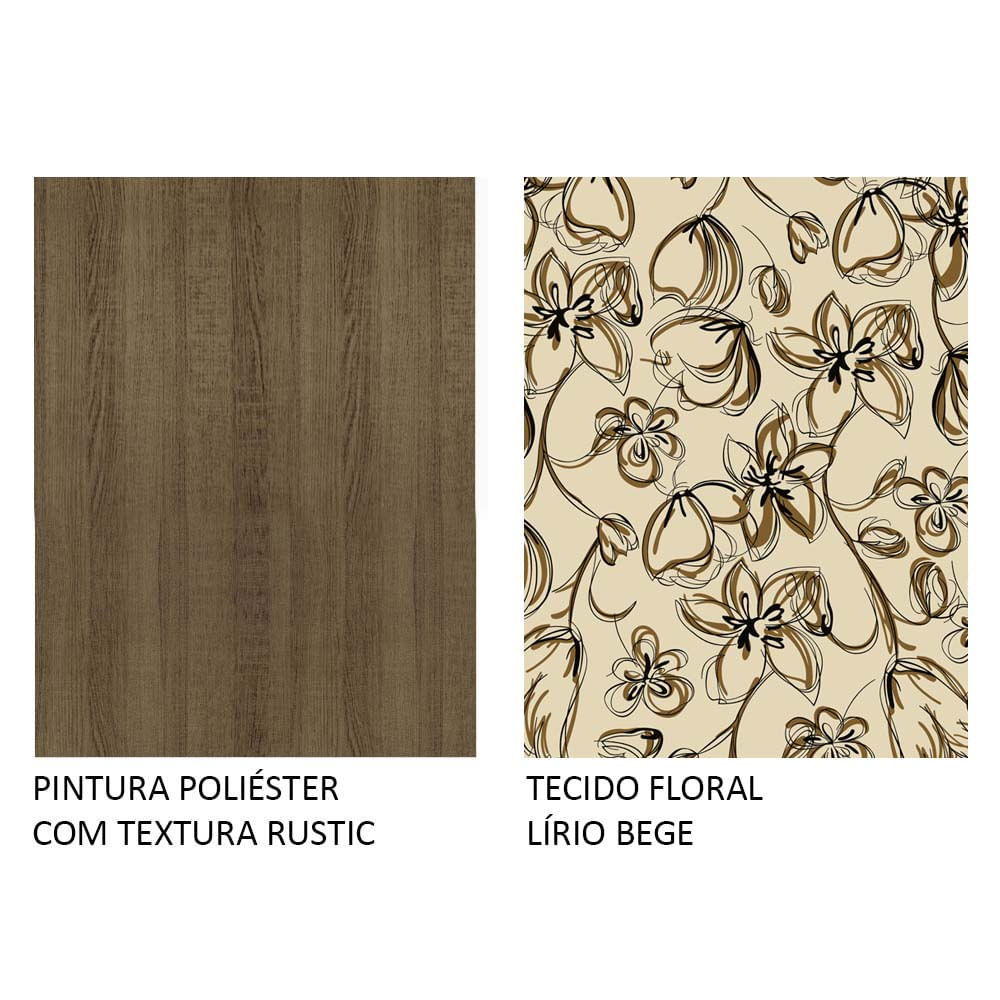 Encontraproduto.com.br - Conjunto Sala de Jantar Madesa Molly Mesa Tampo de Vidro com 6 Cadeiras Rustic/Lírio Bege