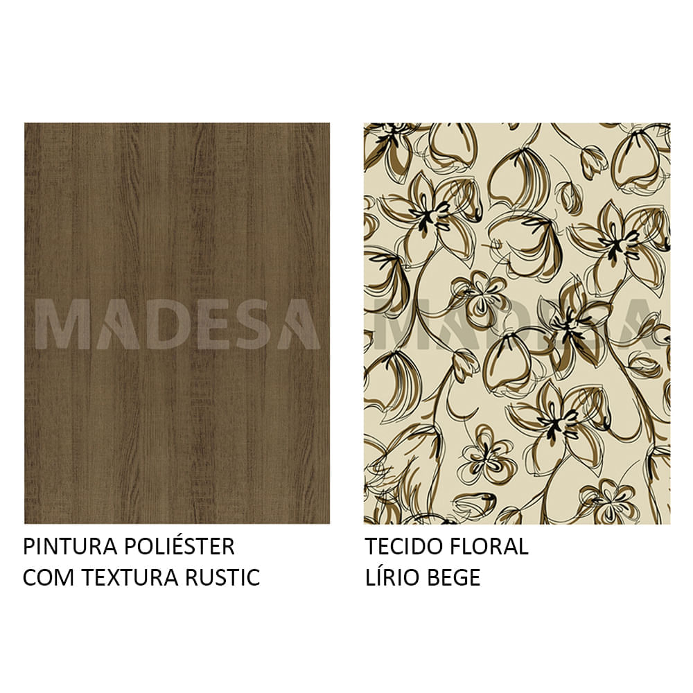 Encontraproduto.com.br - Conjunto Sala de Jantar Madesa Molly Mesa Tampo de Vidro com 6 Cadeiras Rustic/Lírio Bege