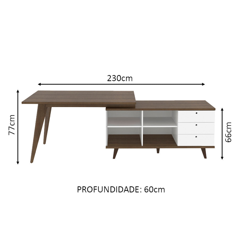 Encontraproduto.com.br - Escrivaninha Madesa Tutti Colors 3 Gavetas Rustic/Branco