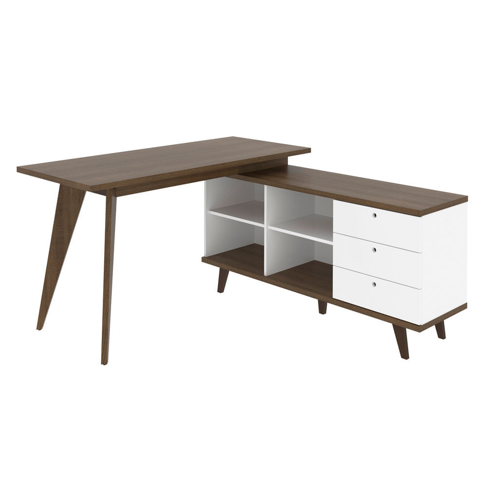 Encontraproduto.com.br - Escrivaninha Madesa Tutti Colors 3 Gavetas Rustic/Branco