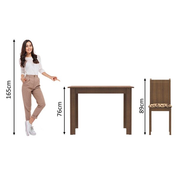 Encontraproduto.com.br - Conjunto Sala de Jantar Madesa Rute Mesa Tampo de Madeira com 4 Cadeiras Rustic/Bege Marrom
