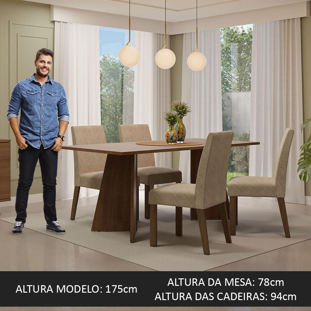 Encontraproduto.com.br - Conjunto Sala de Jantar Mesa Tampo de Madeira 4 Cadeiras Rustic/Crema/Imperial April Madesa