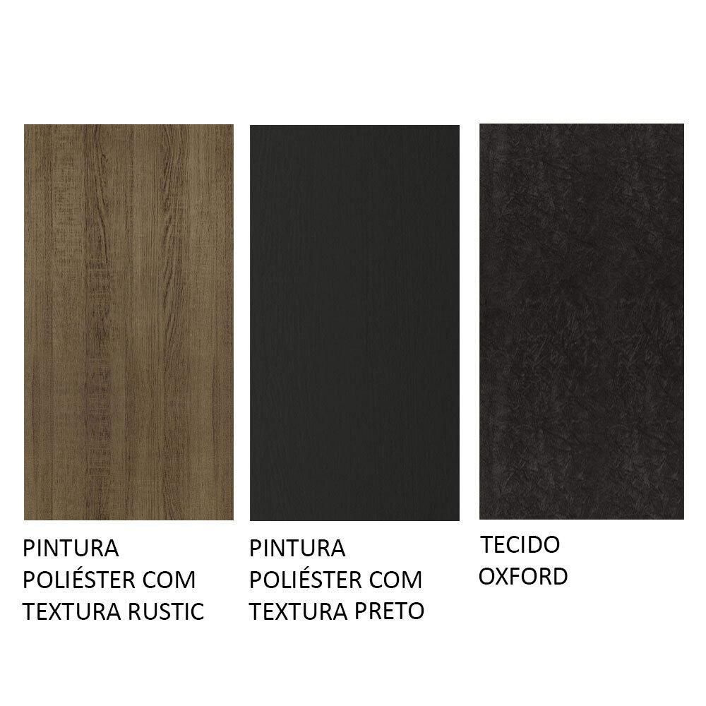 Encontraproduto.com.br - Conjunto Sala de Jantar Mesa Tampo de Vidro 6 Cadeiras Rustic/Preto/Oxford Valerie Madesa