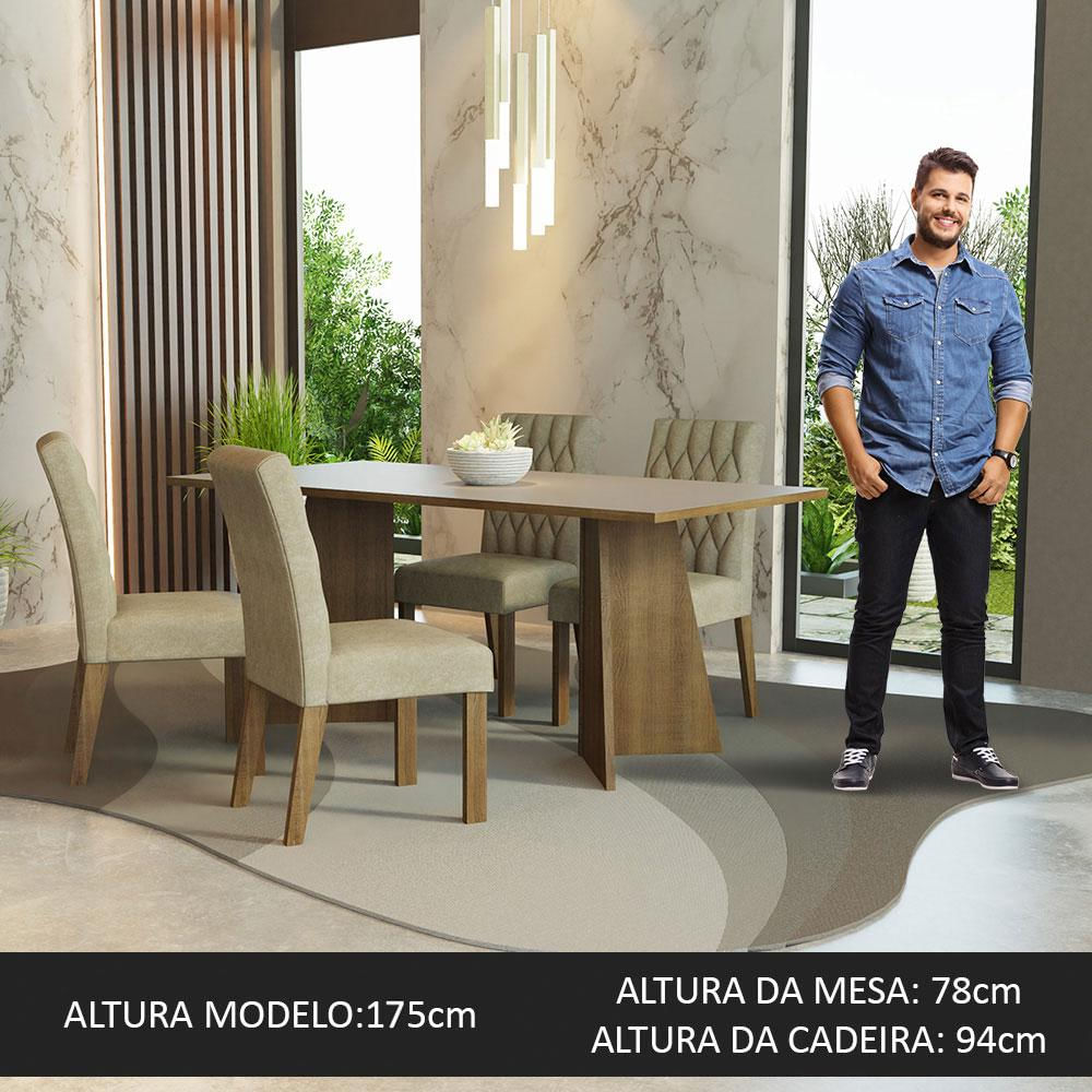Encontraproduto.com.br - Conjunto Sala de Jantar Mesa Tampo de Madeira 4 Cadeiras Rustic/Crema/Imperial Ruby Madesa