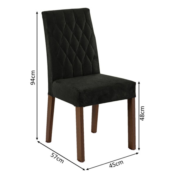 Encontraproduto.com.br - Conjunto Sala de Jantar Mesa Tampo de Vidro 4 Cadeiras Rustic/Preto/Oxford Harper Madesa