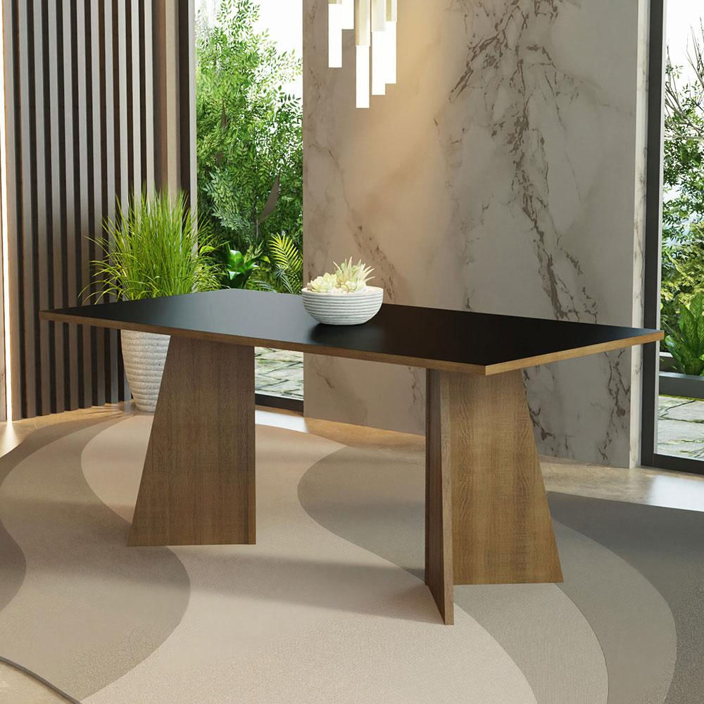 Encontraproduto.com.br - Mesa de Jantar Retangular com Tampo de Madeira Rustic/Preto 5388 Madesa