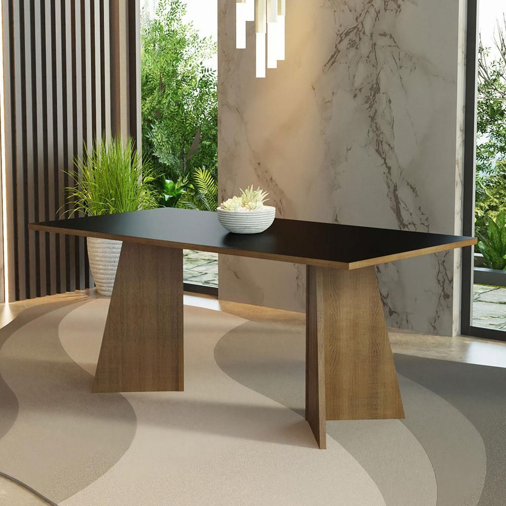 Encontraproduto.com.br - Mesa de Jantar Retangular com Tampo de Madeira Rustic/Preto 5388 Madesa