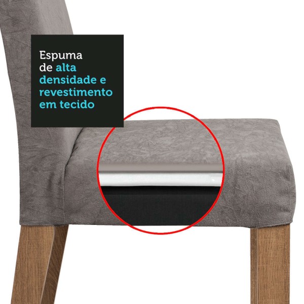 Encontraproduto.com.br - Conjunto Sala de Jantar Mesa Tampo de Vidro 4 Cadeiras Rustic/Preto/Silver Taylor Madesa