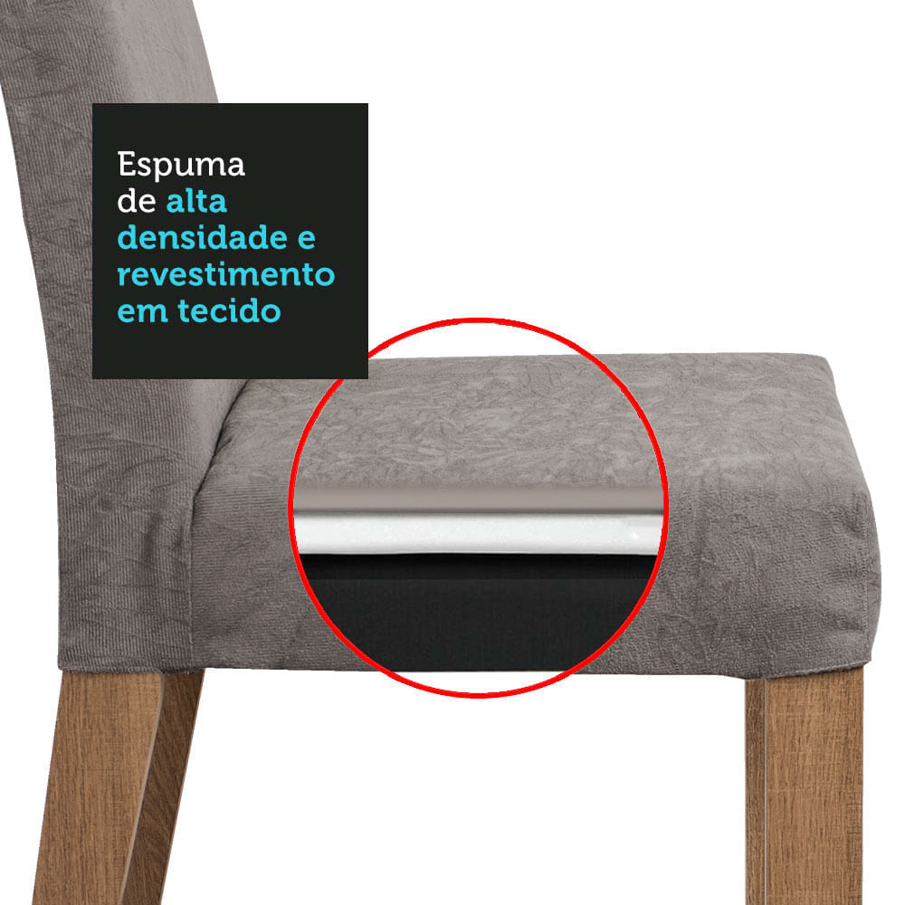 Encontraproduto.com.br - Conjunto Sala de Jantar Mesa Tampo de Vidro 6 Cadeiras Rustic/Preto/Silver Valerie Madesa