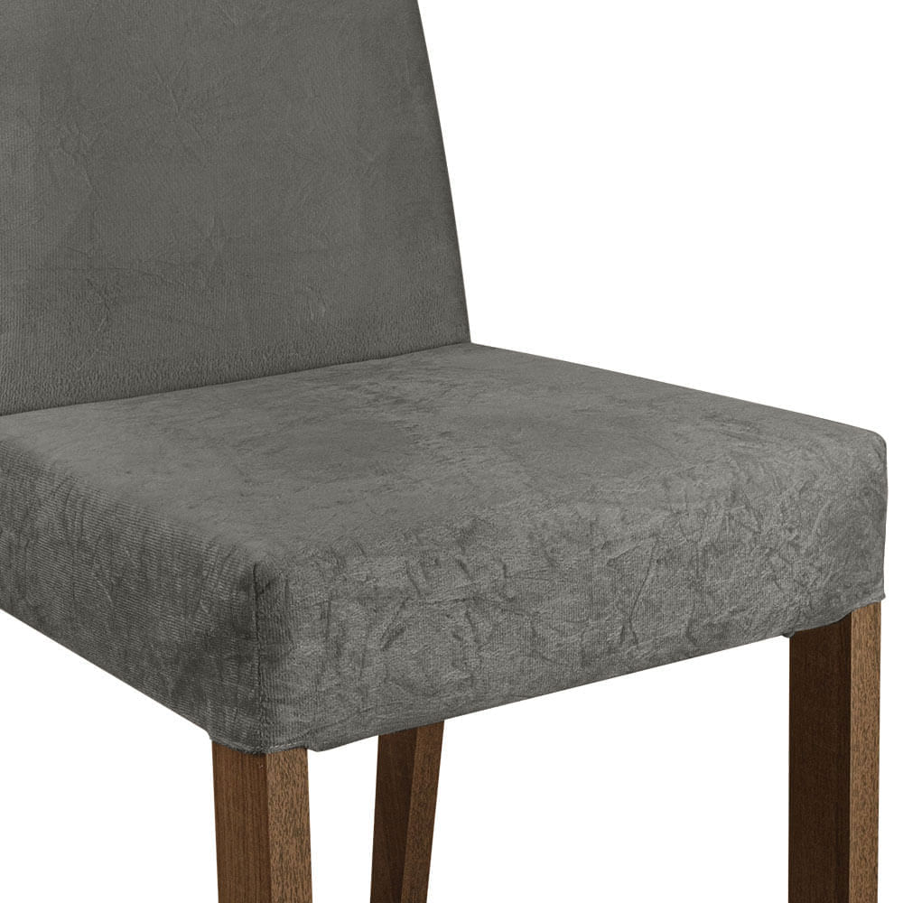Encontraproduto.com.br - Conjunto Sala de Jantar Mesa Tampo de Vidro 6 Cadeiras Rustic/Preto/Silver Valerie Madesa