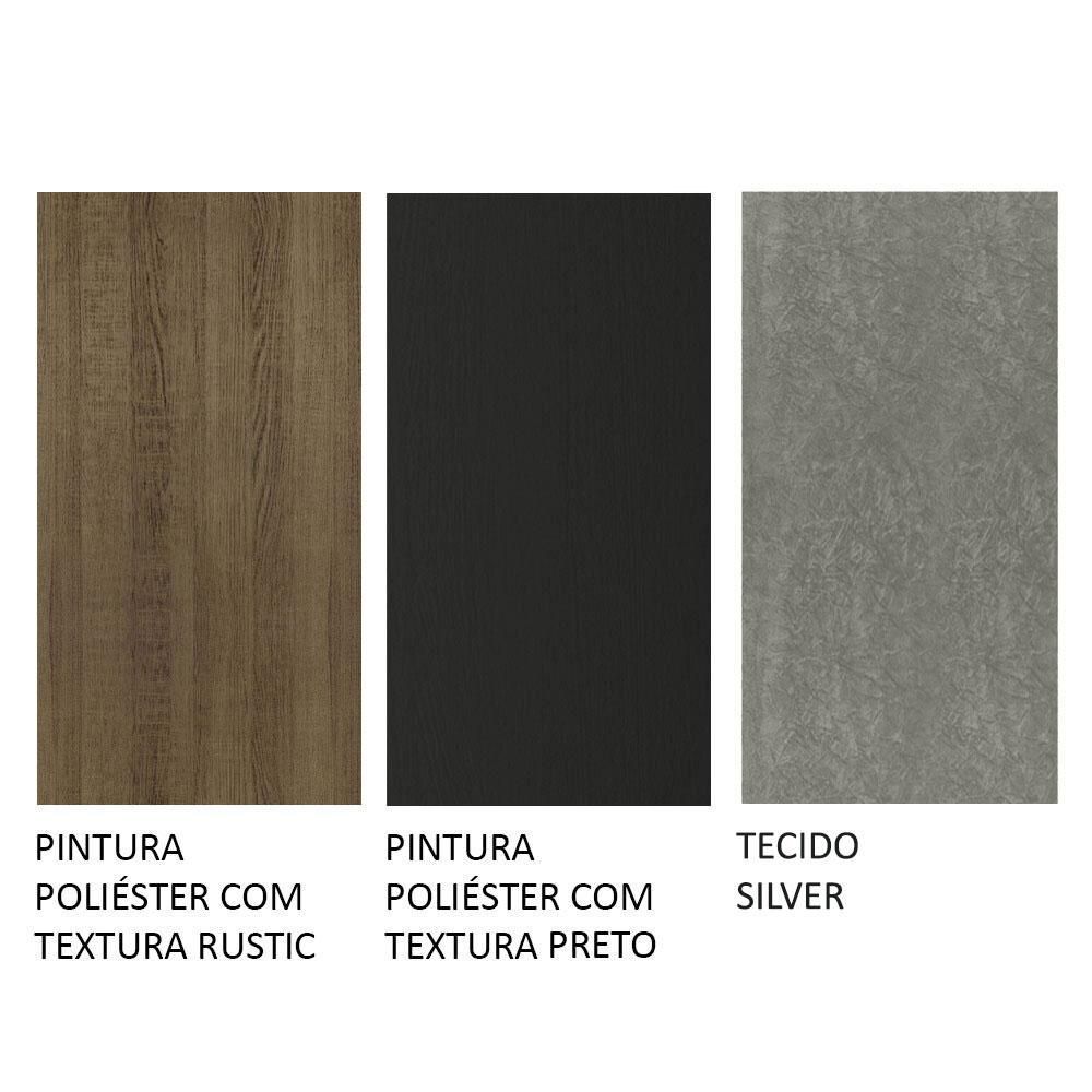 Encontraproduto.com.br - Conjunto Sala de Jantar Mesa Tampo de Vidro 4 Cadeiras Rustic/Preto/Silver Harper Madesa