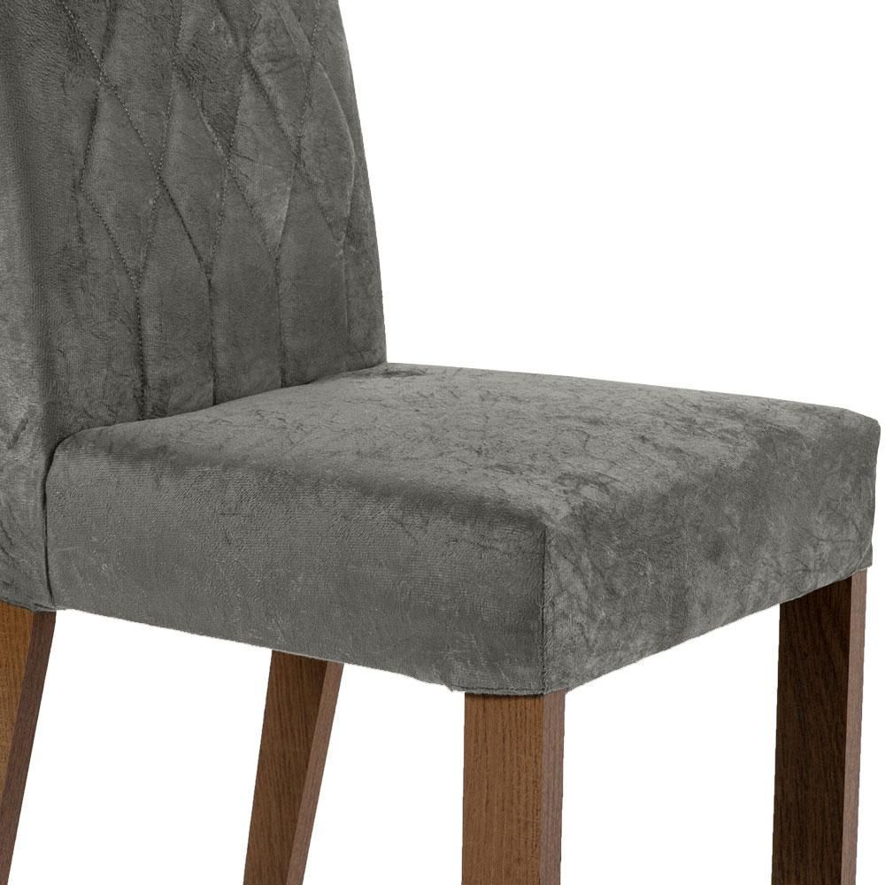 Encontraproduto.com.br - Conjunto Sala de Jantar Mesa Tampo de Vidro 4 Cadeiras Rustic/Preto/Silver Harper Madesa