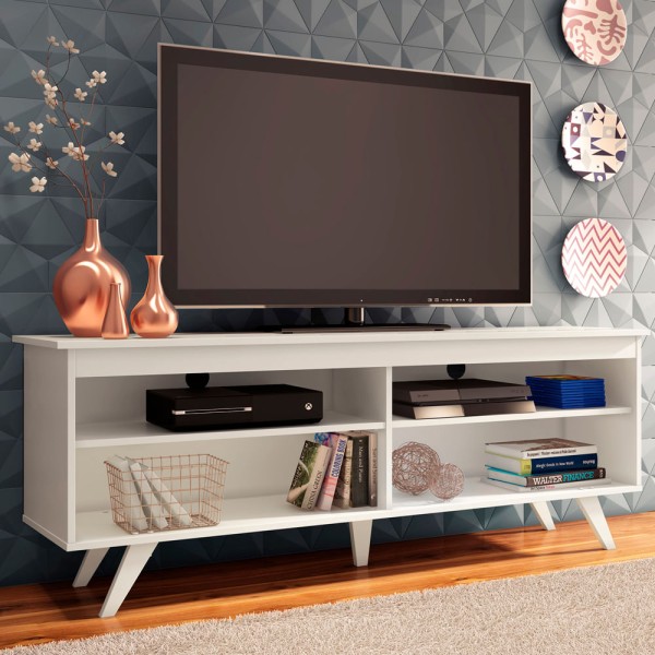 Encontraproduto.com.br - Rack para TV até 65 Polegadas Madesa Udine Com Pés Branco