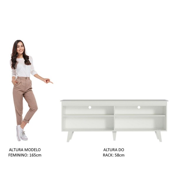 Encontraproduto.com.br - Rack para TV até 65 Polegadas Madesa Udine Com Pés Branco