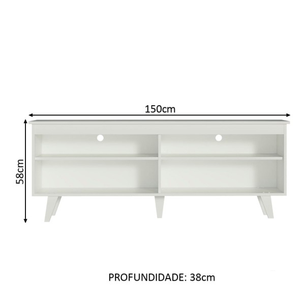 Encontraproduto.com.br - Rack para TV até 65 Polegadas Madesa Udine Com Pés Branco