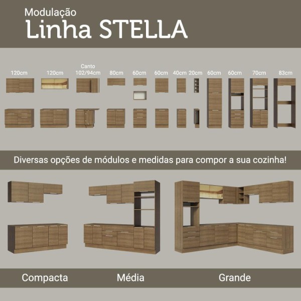 Encontraproduto.com.br - Armário Aéreo Madesa Stella 120 cm 2 Portas Rustic