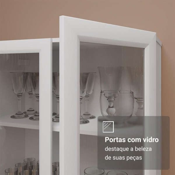 Encontraproduto.com.br - Cristaleira 70 Cm 2 Portas De Vidro Com Pés Trapézio Madesa