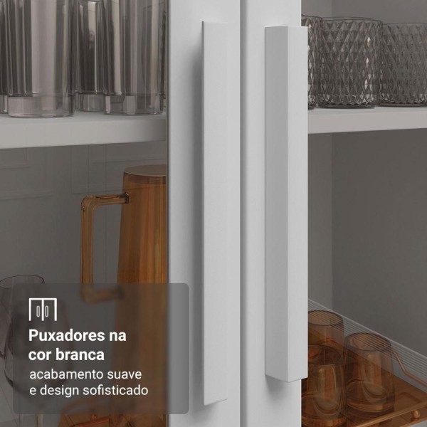 Encontraproduto.com.br - Cristaleira 70 Cm 2 Portas De Vidro Com Pés Trapézio Madesa