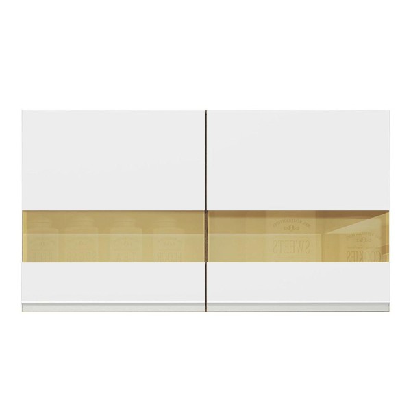 Encontraproduto.com.br - Armário Aéreo Madesa Glamy 120 cm 2 Portas com Vidro Rustic/Branco