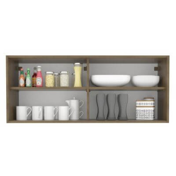 Encontraproduto.com.br - Armário Aéreo Madesa 2 Portas de Correr de Vidro para Cozinhas Glamy, Lux e Reims Rustic