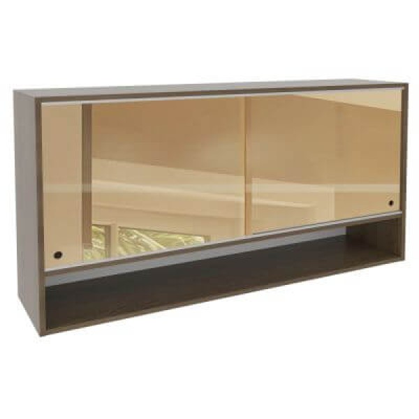 Encontraproduto.com.br - Armário Aéreo Madesa Glamy 2 Portas de Correr de Vidro Reflex e 1 Nicho Rustic