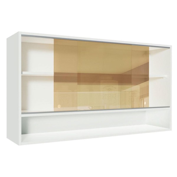 Encontraproduto.com.br - Armário Aéreo Madesa Glamy 2 Portas de Correr de Vidro Reflex e 1 Nicho Branco
