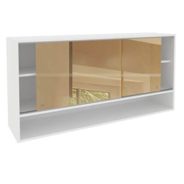 Encontraproduto.com.br - Armário Aéreo Madesa Glamy 2 Portas de Correr de Vidro Reflex e 1 Nicho Branco