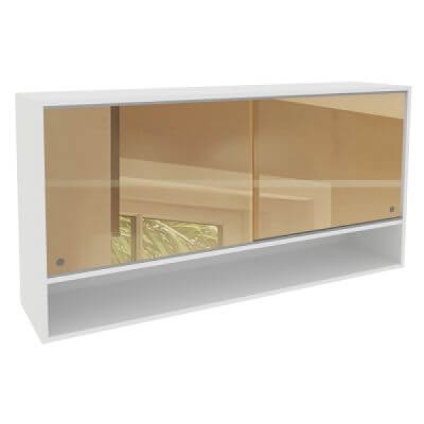 Encontraproduto.com.br - Armário Aéreo Madesa Glamy 2 Portas de Correr de Vidro Reflex e 1 Nicho Branco