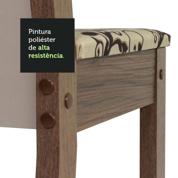 Encontraproduto.com.br - Sala De Jantar Madesa Miriam Mesa Tampo Madeira 6 Cadeiras Cor Rustic/crema/bege Marrom 045647gx6tfbm