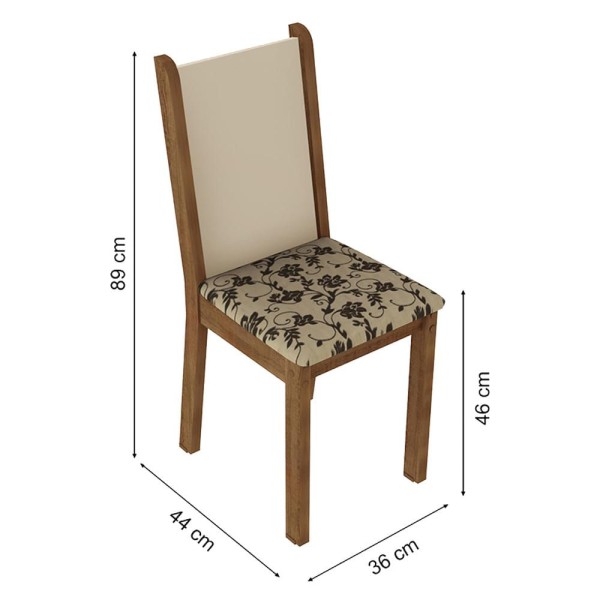 Encontraproduto.com.br - Sala De Jantar Madesa Miriam Mesa Tampo Madeira 6 Cadeiras Cor Rustic/crema/bege Marrom 045647gx6tfbm