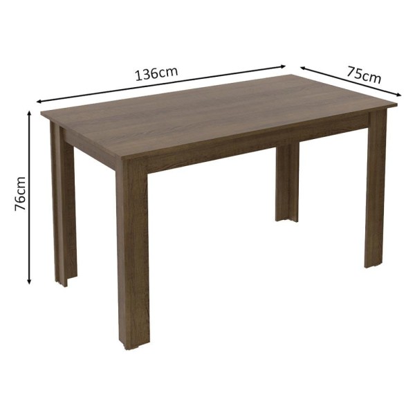 Encontraproduto.com.br - Conjunto Sala de Jantar Madesa Bea Mesa Tampo de Madeira com 4 Cadeiras Rustic/Crema/Bege Marrom