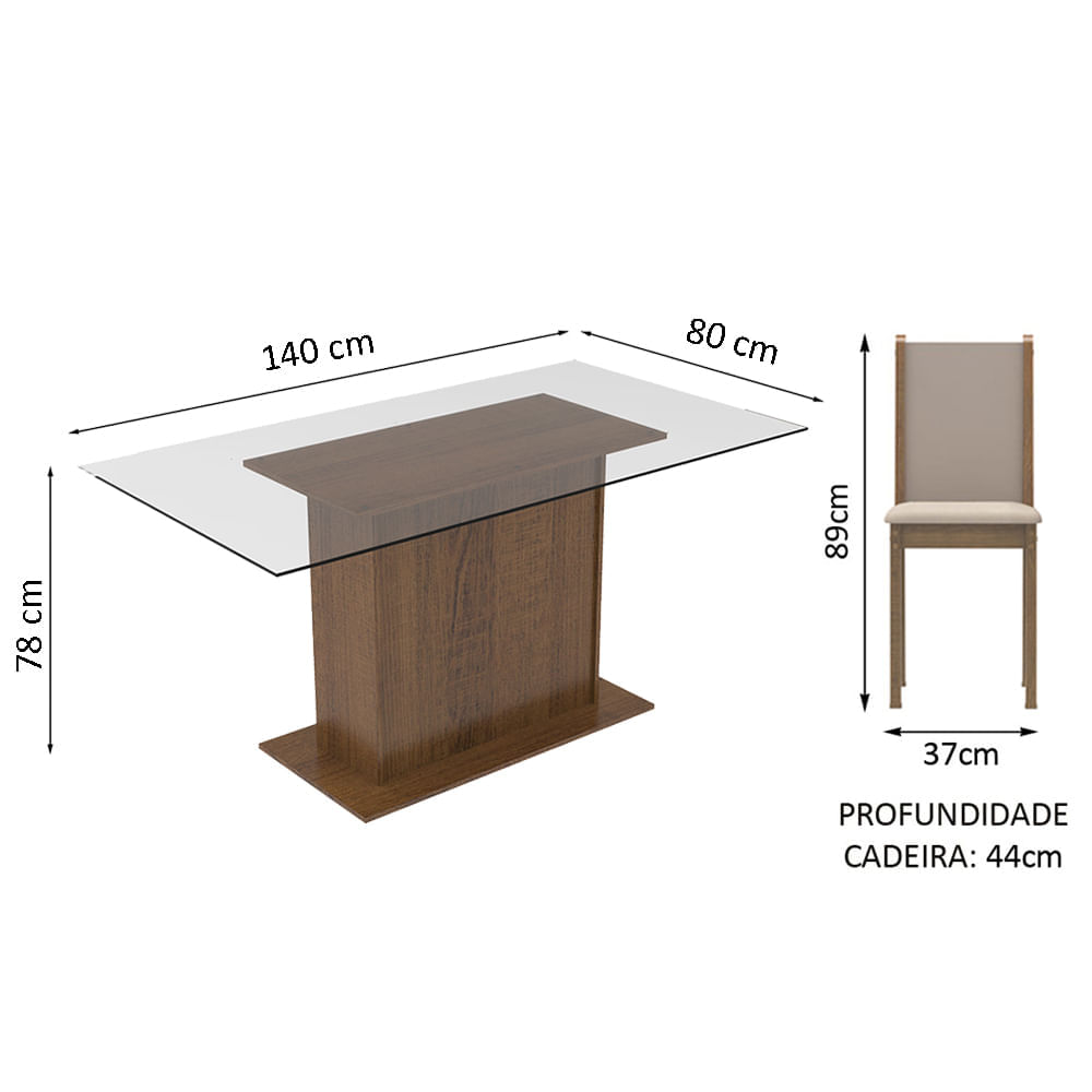 Encontraproduto.com.br - Conjunto Sala de Jantar Aline Mesa com 6 Cadeiras Madesa