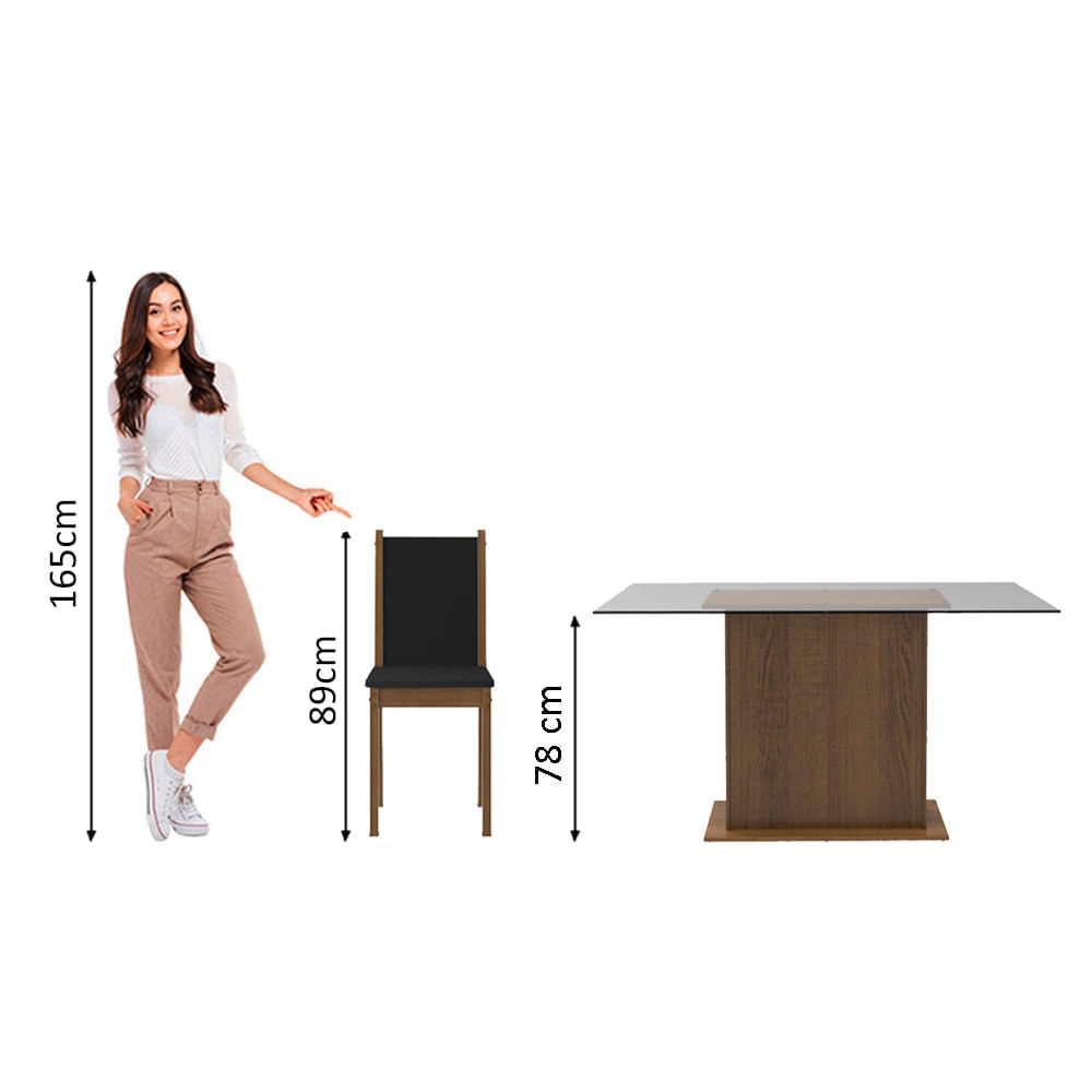 Encontraproduto.com.br - Conjunto Sala de Jantar Aline Mesa com 6 Cadeiras Madesa