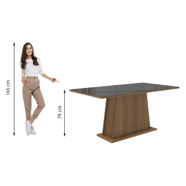 Encontraproduto.com.br - Mesa Madesa Retangular Tampo de Vidro 5364 Rustic/Preto