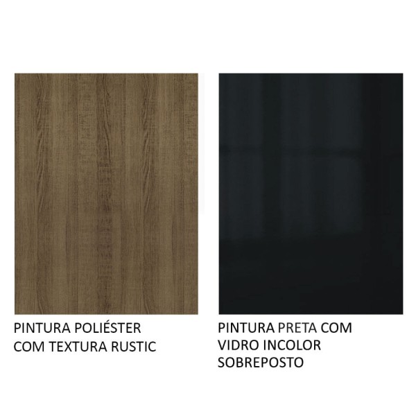 Encontraproduto.com.br - Mesa Madesa Retangular Tampo de Vidro 5364 Rustic/Preto