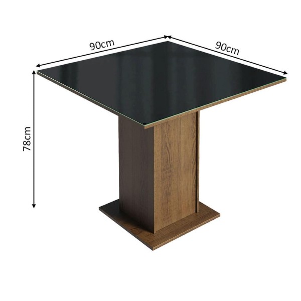 Encontraproduto.com.br - Mesa de Jantar Madesa Quadrada Tampo de Vidro 5363 Rustic/Preto